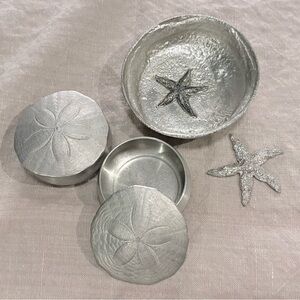 Pewter Coastal Trinket Boxes & Bowl